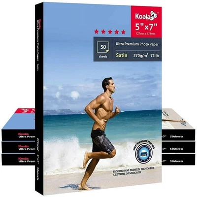 Koala Ultra Premium Photo Paper 5X7 Satin 270g 72lb 150 Sheets Semi-Gloss 13Mil - Image 1 of 4