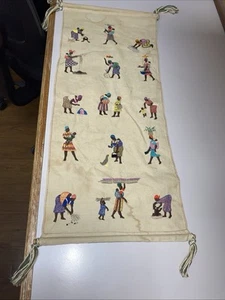 Vintage Gorgeous African Hand Embroidered Wall Hanging Tapestry 28"x12" - Picture 1 of 4