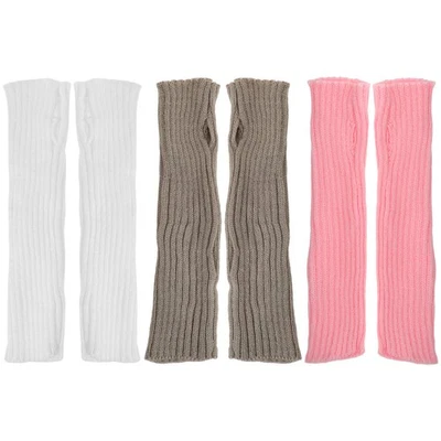  3 Pairs Guanti Lunghi Senza Dita Copertura Del Braccio Inverno Sleeve Carine - Immagine 1 di 4