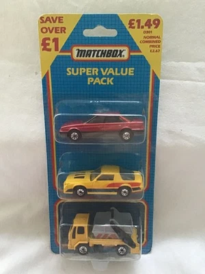MATCHBOX MB858 TRIPLE PACK - ROVER STERLING - IROC Z - SKIP TRUCK - Image 1 of 2