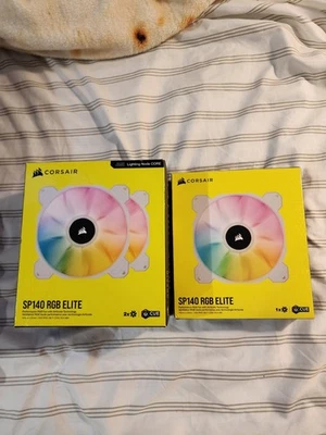 3 X Corsair SP140 RGB Elite Premium PC Case Fans w/Lighting Node - Brand NEW - Image 1 of 2