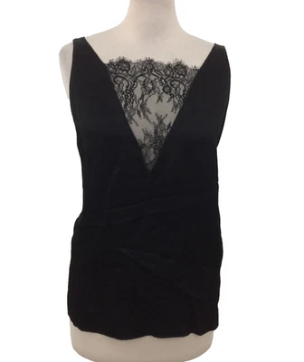 Massimo Dutti Women's Top Size M Black Floral Lace Trim Sleeveless New F1 - Image 1 of 4