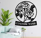 Personalized Rose Metal Wall Art Garden Sign,Rose Flower Garden Name Sign Decor