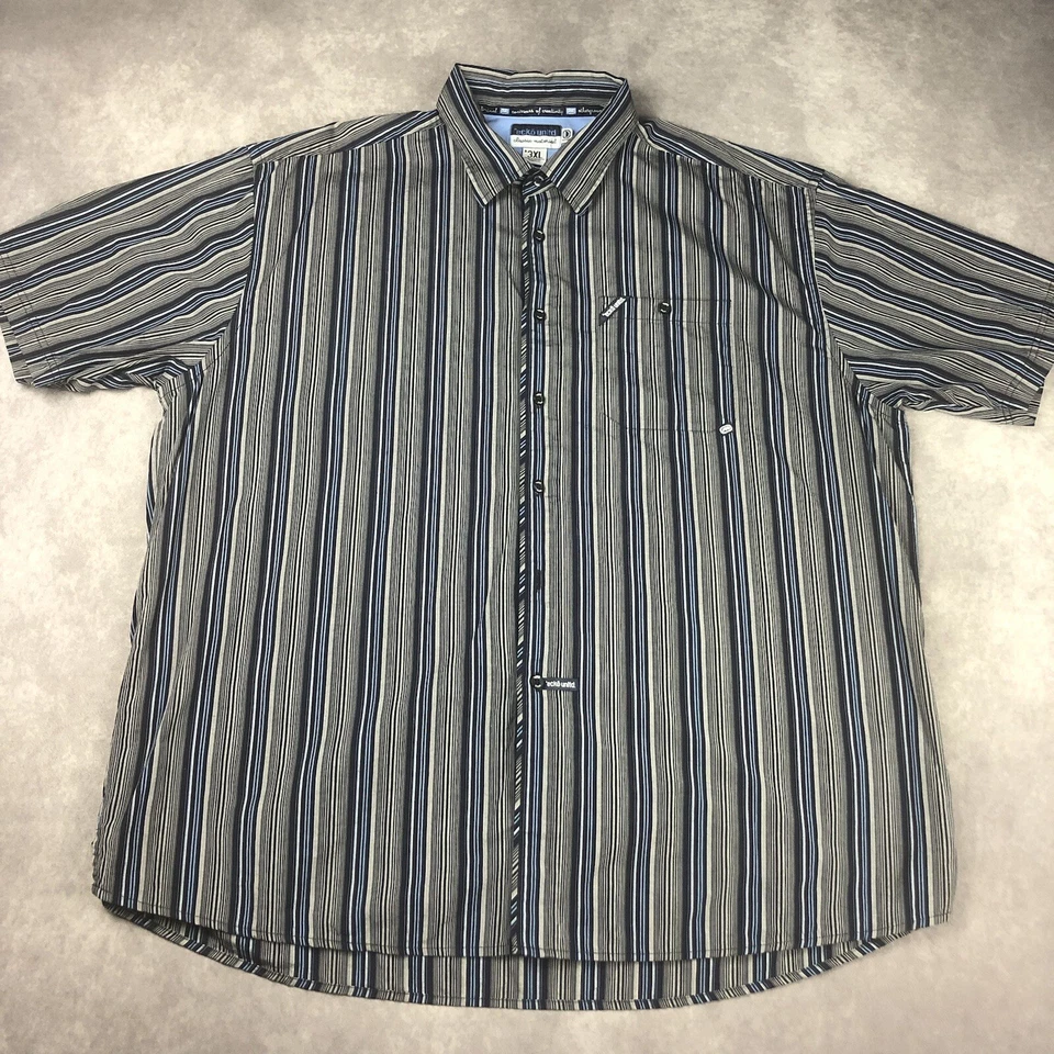 Ecko Unltd Shirt Mens 3XL Gray Blue Striped Short Sleeve Button Down Cotton Y2K - Image 1 of 4