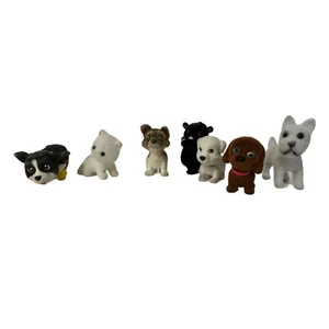 Puppy in My Pocket Lot of 7 Fuzzy Flocked Animals Critters Vintage - Picture 1 of 2