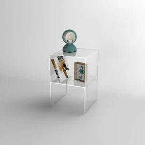 Piccolo comodino 30x30H45 con ripiano in plexiglass trasparente - Foto 1 di 4