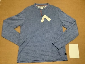 Men’s Denim & Flower Ricky Singh Designer Dot Short Sleeve Henley Shirt Blue - Picture 1 of 8