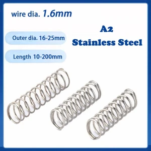 1.6mm Wire Dia Compression Spring 16-25mm Dia 10-200mm Length A2 Stainless Steel - Picture 1 of 17