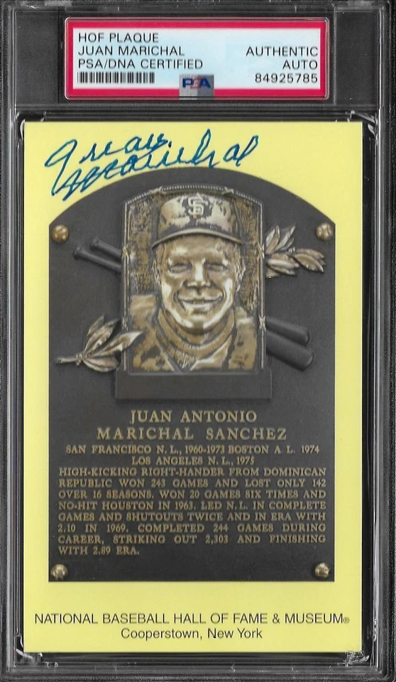 Juan Marichal Signed Autograph SF Giants Baseball HOF Postcard Plaque - PSA/DNA - Image 1 of 1