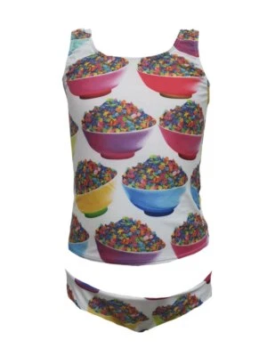 Bikini de dos piezas TEREZ blanco arco iris desayuno para niña #16406960 12 nuevo con etiquetas Foto 1 de 2