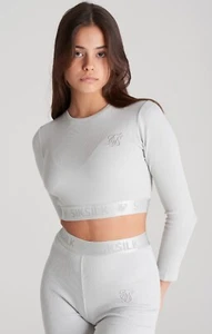 SikSilk Girls Grey Tape Rib Long Sleeve Crop Tee 11-12 Years - Picture 1 of 6