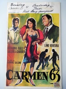 CARMEN 63 - LINO VENTURA + GIOVANNA RALLI - ORIGINAL BELGIAN MOVIE POSTER - Picture 1 of 1