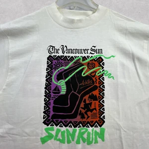 Vintage The Vancouver Sun Sunrun T Shirt Mens Large White Single Stitch Graphic - Picture 1 of 12