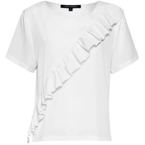 French Connection Polly Plains Ruffle Front Daisy White Tee Top NWT! XS - Picture 1 of 1