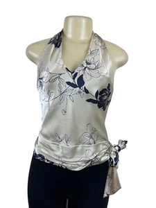 Banana Republic Floral Satin Halter Top With Back Tie Closure Size XS - Picture 1 of 10
