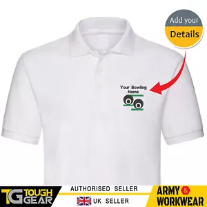 Personalised Team Name Lawn Bowls Bowling White Polo Shirt with Logo T-shirt - Picture 1 of 3
