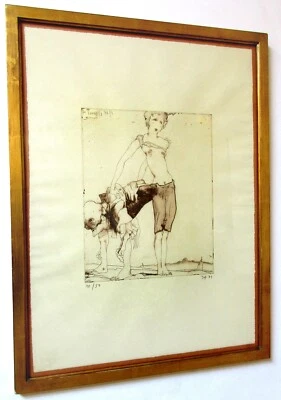 Horst Janssen. Hokusai & Mädchen. signierte Radierung 1971 Carnevale Venezia - Bild 1 von 4