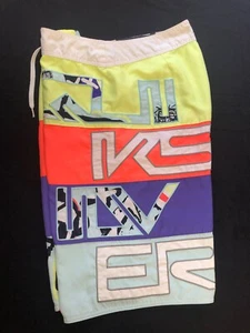 OG VTG Quiksilver Board Shorts WAR PAINT + NEO FLY SLATER ERA EUC TRUE SIZE 34 - Picture 1 of 16