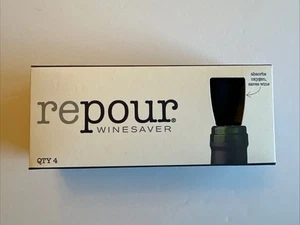 REPOUR Wine Saver Confezione da 4 Conservatori Vino e Tappo Assorbe Ossigeno NUOVO - Foto 1 di 5