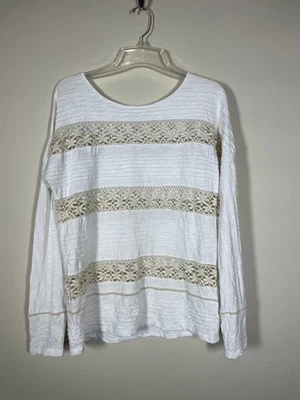 Blusa feminina Sundance renda média crochê branca creme boho floral casual - Imagem 1 de 4