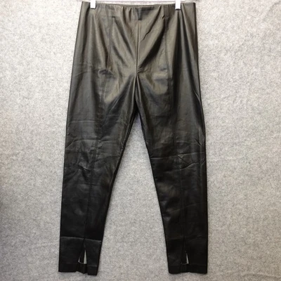 Pantalones ajustados con dobladillo abertura para mujer M negros ELIE TAHARI imitación cuero Pull On Moto 32x29 Foto 1 de 4