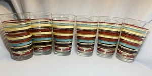 6 Fiestaware STRIPED Tumbler Glasses Fiesta Multi Color RARE Set 6 EUC - Picture 1 of 8