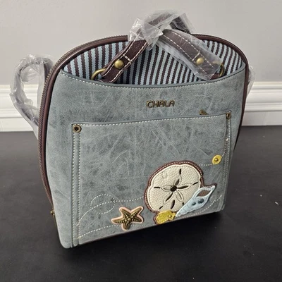 ¡NUEVO!  CHALA Convertible Mochila Bolso Cartera Ocean Shells Azul Nuevo con Etiquetas $60 Foto 1 de 2