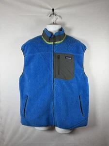 Patagonia Retro-X Windproof Sherpa Fleece Vest Blue Deep Pile Jacket Mens 2XL - Picture 1 of 4