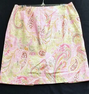 🌺 Talbots Women’s A Line Skirt Pink and Lime Paisley Floral Size 12 NWoT - Picture 1 of 6
