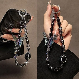 Butterfly Wrist Short Hanging Rope Hand-beaded Pendant  Bag Accessories - Photo 1 sur 6