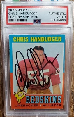 PSA Slabbed 1971 Topps Redskins Chris Hanburger Authentic Autograph Signed Card - Image 1 of 4