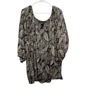 Sara Michelle Blouse Women's 3X Keyhole 3/4 Sleeve Colorful Shirt Top Printed - Picture 1 of 9