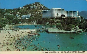 Vintage Acapulo Mexiko Strand Hotel Resort Al Fondo Caleta Postkarte Caletilla - Bild 1 von 2