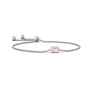 ANGARA 0.9 Ct Horizontally Set Emerald-Cut Morganite Bolo Bracelet in 14K Gold - Picture 1 of 22