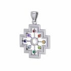 Inka Cross Pendant Chakra Gems Sterling Silver Pendant by Peter Stone Jewelry