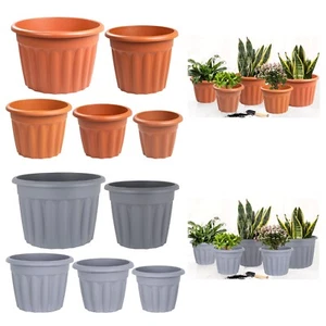 25 33 40 50 60cm Plastic Round Planter Indoor Outdoor Décor Flower Plant Pots UK - Picture 1 of 13