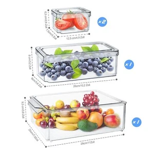 4x Kühlschrank Organizer Kühlschrankbox Küchenaufbewahrung Gemüsefach Set - Bild 1 von 19