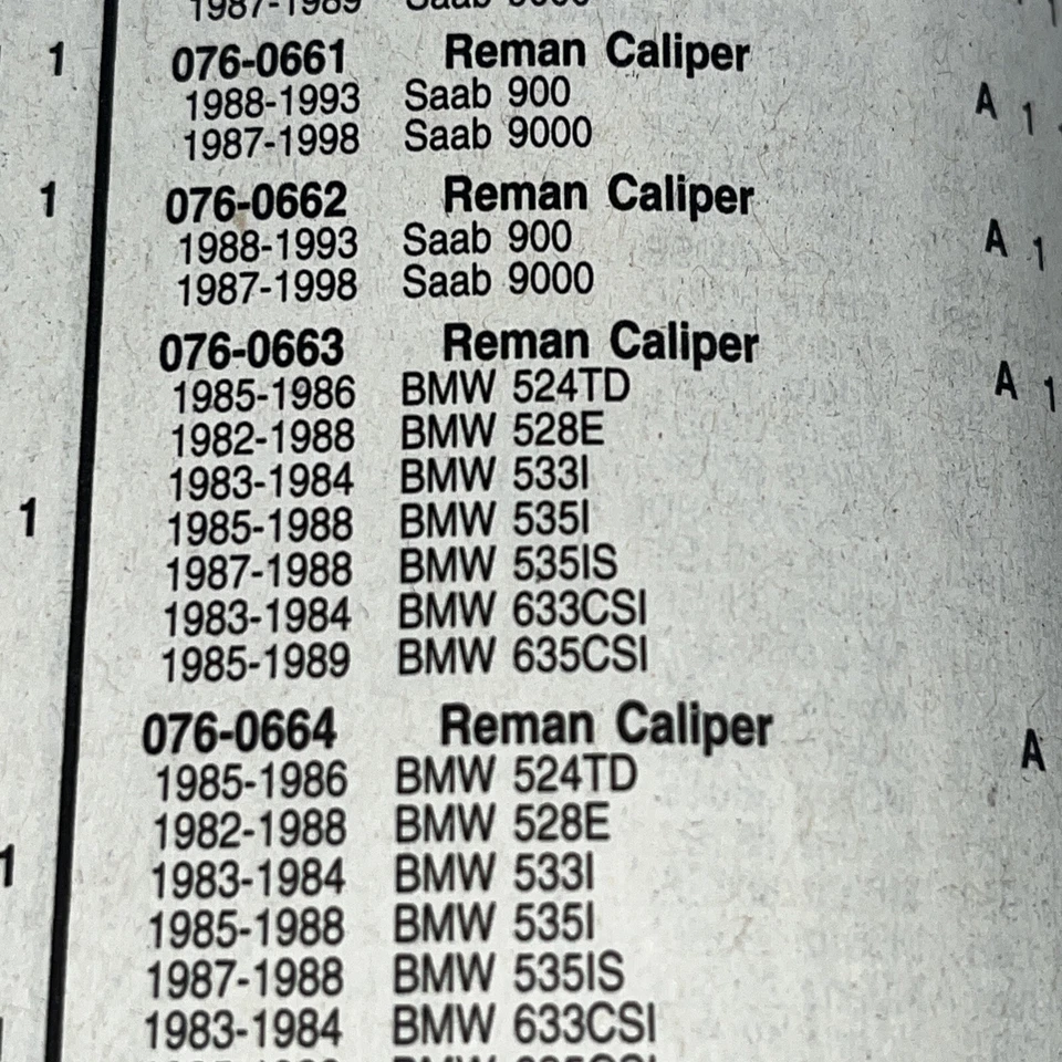 Brake Caliper 076-0663 Beck/Arnley Reman FreeShip Fits 82-89 BMW 500 600 19-B945 - Image 1 of 1