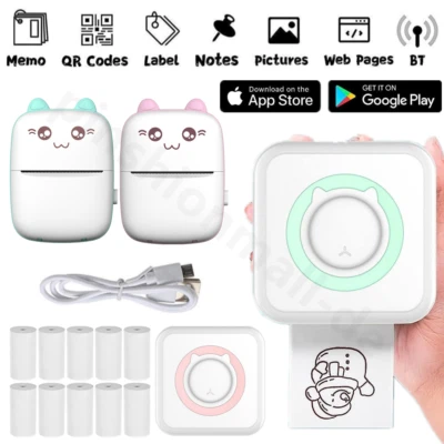 Tragbar Mini Thermodrucker Taschenformat Handy Bluetooth Fotodrucker USB Kable - Bild 1 von 4