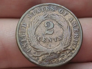 1869 Two 2 Cent Piece- Civil War Type Coin- VG Reverse Details - Picture 1 of 4