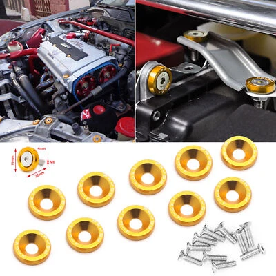 10x JDM Billet Aleación de Aluminio Guardabarros Parachoques Arandela Motor Bay Tornillos Kits Foto 1 de 4