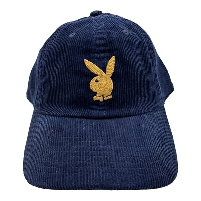 Playboy Blueberry Blue Bunny Logo Corduroy Adjustable Strapback Dad Hat Cap 2023 - Image 1 of 4