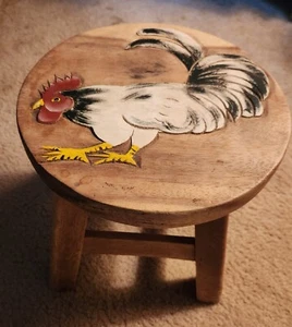 Vintage Handmade Rooster Stool Farmhouse Country Shabby Chic - Picture 1 of 6