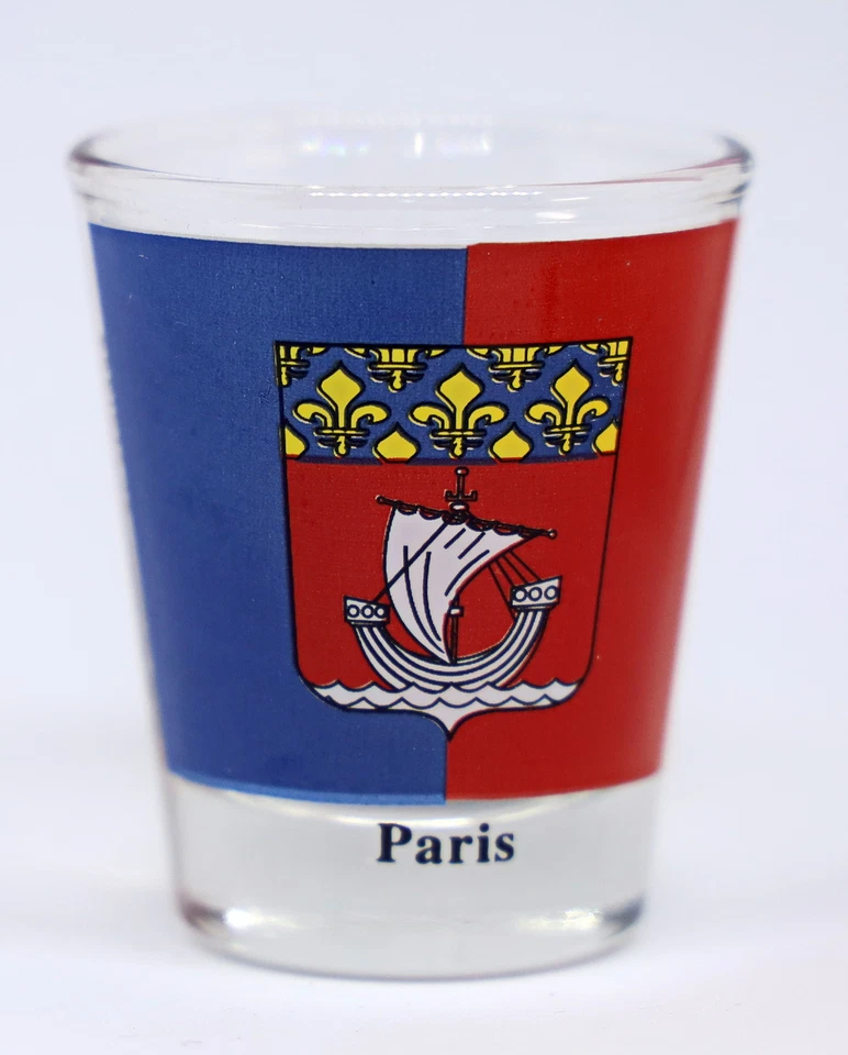 WORLD BY SHOTGLASS PARIS FRANCE COAT OF ARMS SHOT GLASS SHOTGLASS