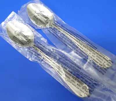 2 - Gorham GALLERIA FROSTED with Glossy 18/8 Stainless Flatware 6 1/8" TEASPOONS - Image 1 of 4