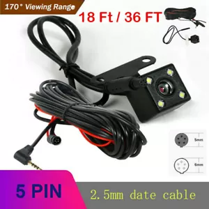 18/36 ft 5 Pin Rear View Parking Reverse Car Backup Camera Dash Cam Waterproof - Picture 1 of 15