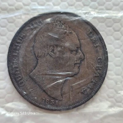 GREAT BRITAIN 1831 WILLIAM IV One Cent Copper Without WW At Truncation - Image 1 of 4