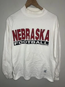 VTG NEBRASKA CORNHUSKERS Shirt Long Slv Men’s M White Discus Athletic Made USA - Picture 1 of 3
