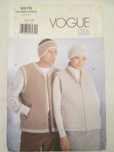 Vogue 9978 Linda Carr Unisex Vest Hat Headband Pattern XS-M Stained Envelope UC - Picture 1 of 4