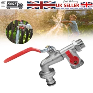 1/2" BSP Double Duo Outlet Garden Tap Connector Brass Nickle Plated Automatic - Picture 1 of 11